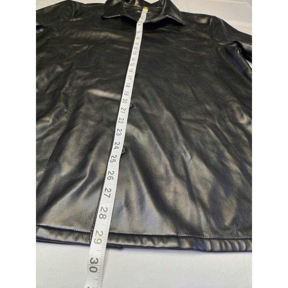 INC‎ International Concepts Mens Jax Reg Fit Button Faux Leather Camp Shirt MED - Picture 4 of 9